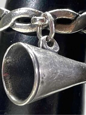 James Avery Silver Megaphone Charm Chain Ring